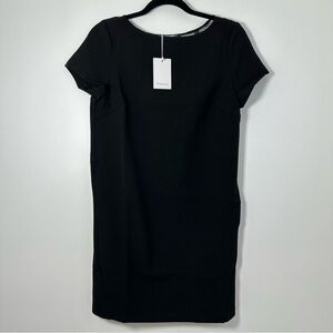 FRNCH Classic Black Knee Length Sheath Dress Back Mesh Size S NWT